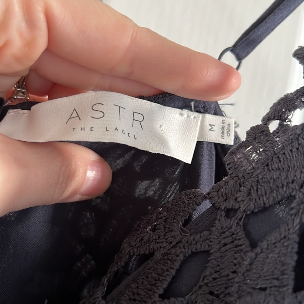 Astr Navy Blue Lace Midi Dress - Picture 3 of 10